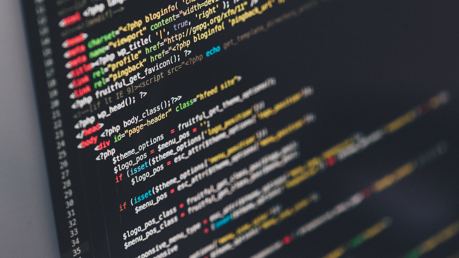 Close-up of PHP source code on a computer monitor